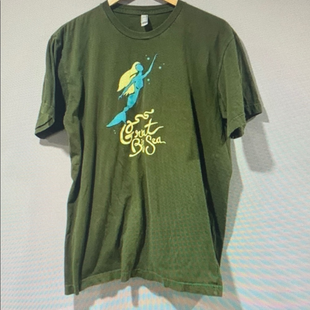 Green Graphic T-Shirt with Mermaid Design